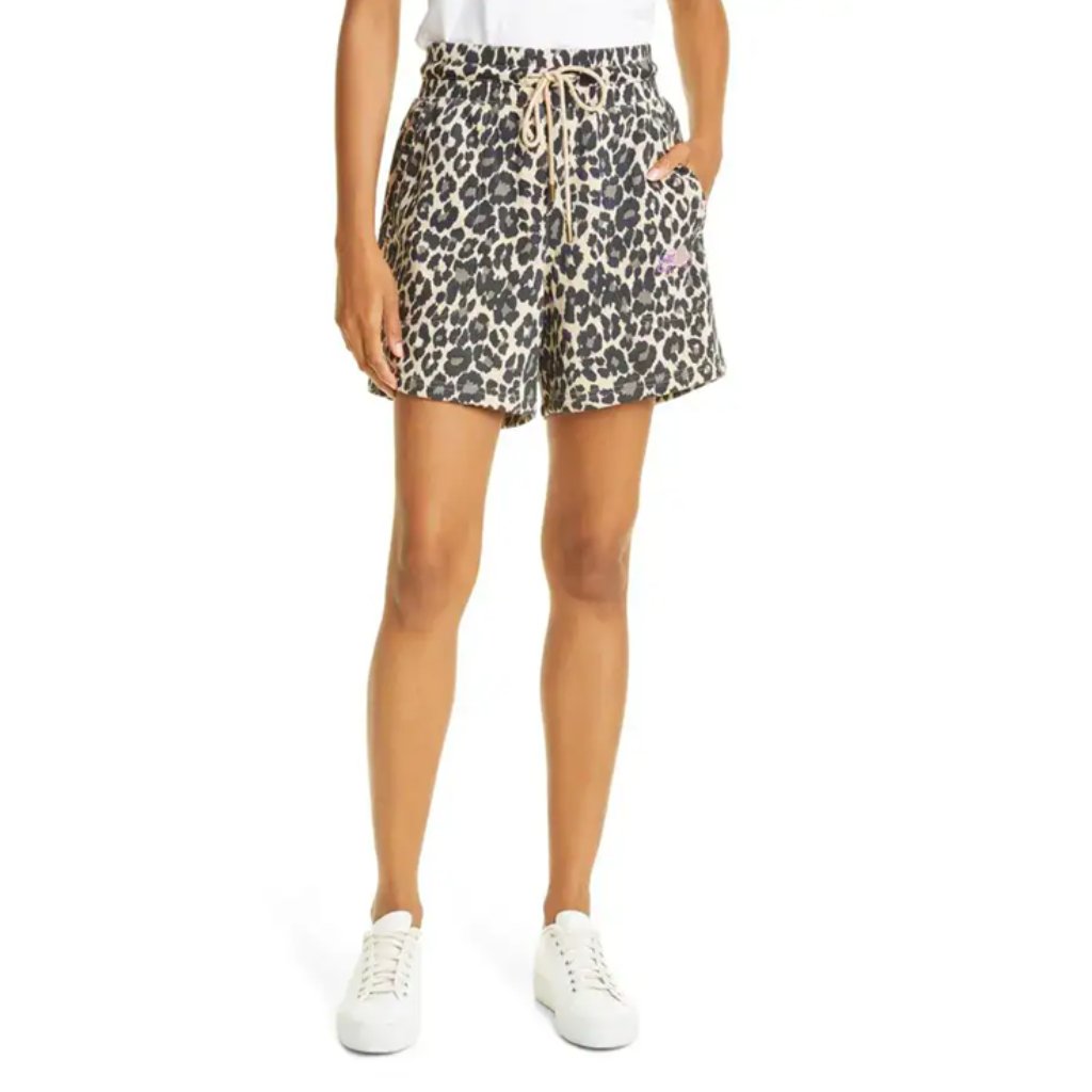 New Nicole Miller Leopard Print Elastic Waist Drawstring Elephant Shorts P